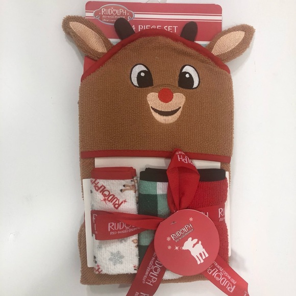 Rudolph 4pc. Towel/Washcloths (Infant/Toddler) - Picture 1 of 10